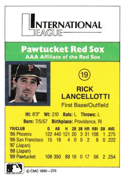 1990 CMC #270 Rick Lancellotti Back