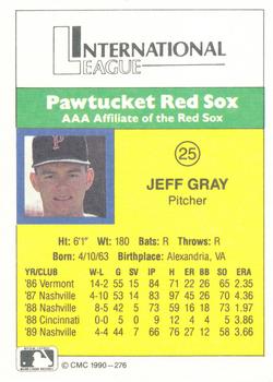 1990 CMC #276 Jeff Gray Back