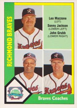 1990 CMC #278 Braves Coaches (Leo Mazzone / Sonny Jackson / John Grubb) Front