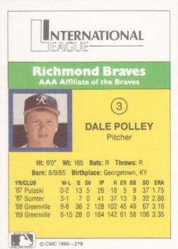1990 CMC #279 Dale Polley Back