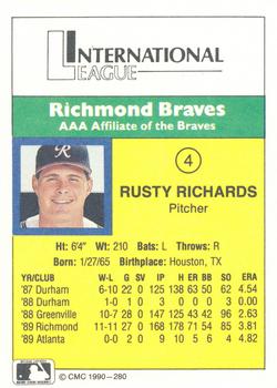 1990 CMC #280 Rusty Richards Back