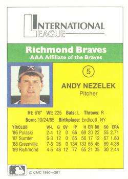 1990 CMC #281 Andy Nezelek Back