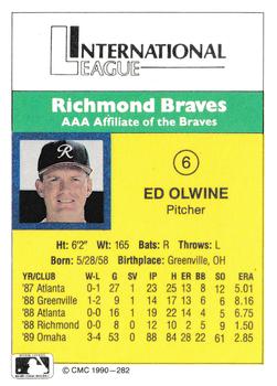 1990 CMC #282 Ed Olwine Back