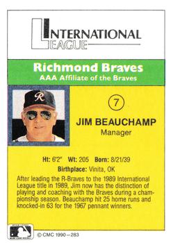 1990 CMC #283 Jim Beauchamp Back