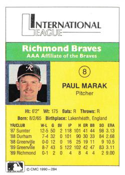 1990 CMC #284 Paul Marak Back