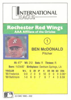 1990 CMC #302 Ben McDonald Back