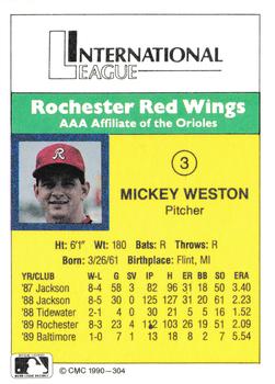 1990 CMC #304 Mickey Weston Back