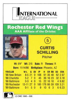 1990 CMC #306 Curtis Schilling Back