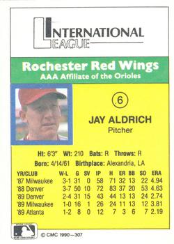 1990 CMC #307 Jay Aldrich Back
