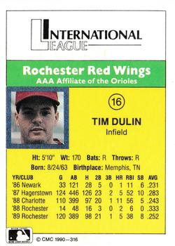 1990 CMC #316 Tim Dulin Back