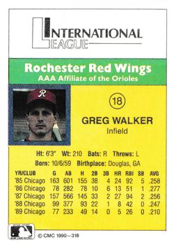 1990 CMC #318 Greg Walker Back