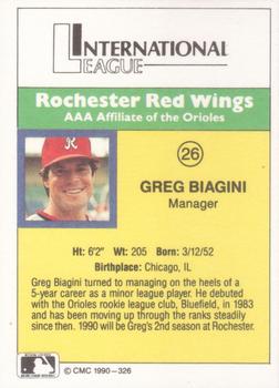 1990 CMC #326 Greg Biagini Back