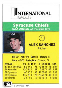 1990 CMC #327 Alex Sanchez Back