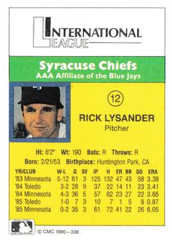1990 CMC #338 Rick Lysander Back