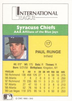 1990 CMC #343 Paul Runge Back