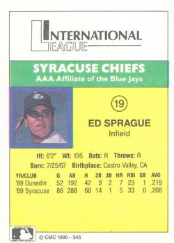 1990 CMC #345 Ed Sprague Back