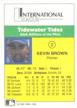 1990 CMC #353 Kevin Brown Back