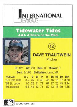 1990 CMC #363 Dave Trautwein Back