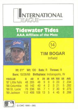 1990 CMC #365 Tim Bogar Back
