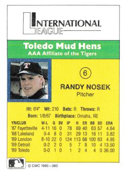 1990 CMC #383 Randy Nosek Back