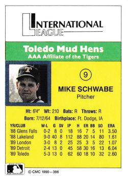 1990 CMC #386 Mike Schwabe Back