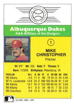 1990 CMC #403 Mike Christopher Back