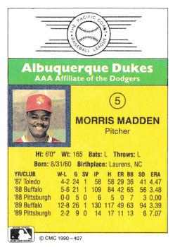 1990 CMC #407 Morris Madden Back