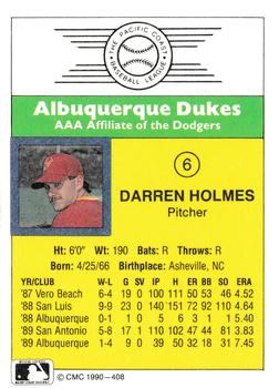 1990 CMC #408 Darren Holmes Back