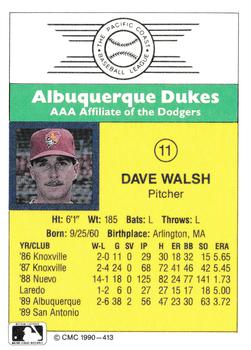1990 CMC #413 Dave Walsh Back