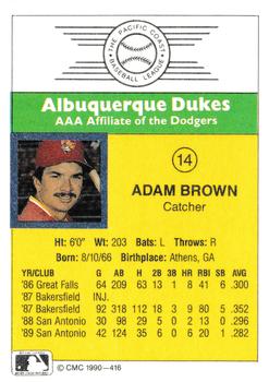 1990 CMC #416 Adam Brown Back