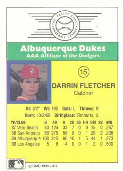 1990 CMC #417 Darrin Fletcher Back