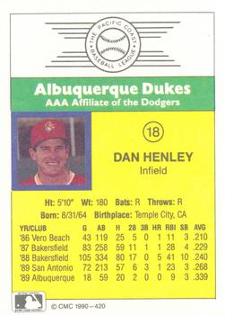 1990 CMC #420 Dan Henley Back