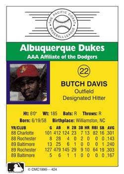 1990 CMC #424 Butch Davis Back