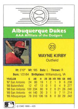1990 CMC #425 Wayne Kirby Back