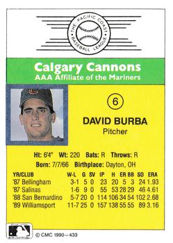 1990 CMC #433 David Burba Back