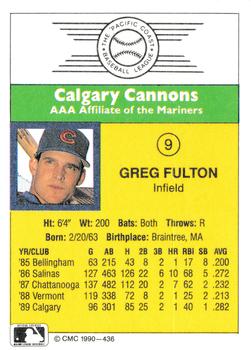 1990 CMC #436 Greg Fulton Back