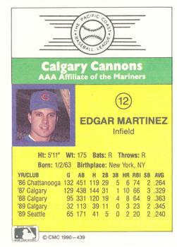 1990 CMC #439 Edgar Martinez Back