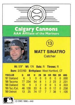 1990 CMC #440 Matt Sinatro Back