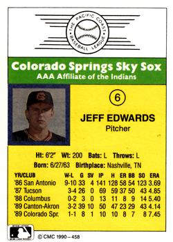 1990 CMC #458 Jeff Edwards Back