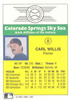 1990 CMC #460 Carl Willis Back