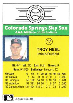 1990 CMC #469 Troy Neel Back