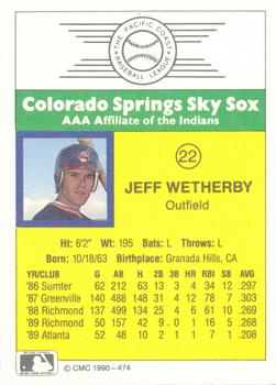 1990 CMC #474 Jeff Wetherby Back