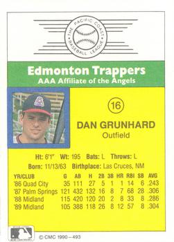 1990 CMC #493 Dan Grunhard Back