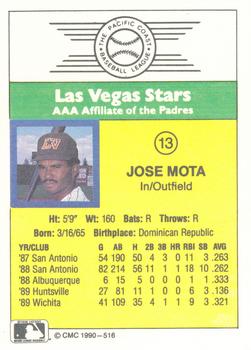 1990 CMC #516 Jose Mota Back