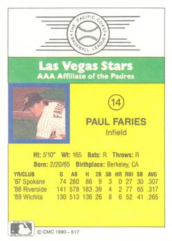 1990 CMC #517 Paul Faries Back