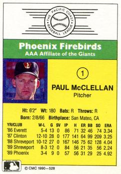 1990 CMC #528 Paul McClellan Back