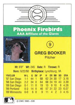 1990 CMC #536 Greg Booker Back