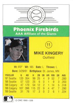 1990 CMC #538 Mike Kingery Back