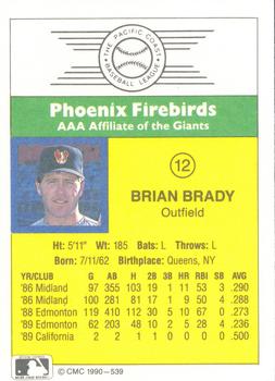 1990 CMC #539 Brian Brady Back