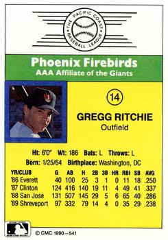 1990 CMC #541 Gregg Ritchie Back